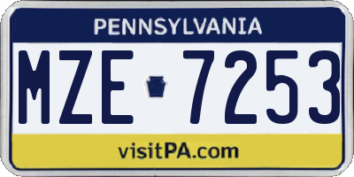 PA license plate MZE7253