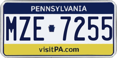 PA license plate MZE7255