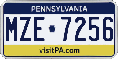 PA license plate MZE7256