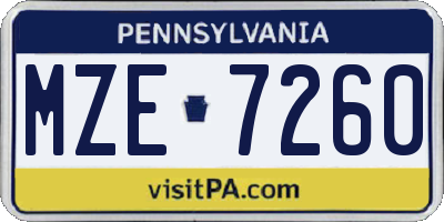 PA license plate MZE7260