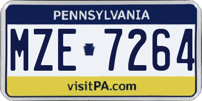 PA license plate MZE7264