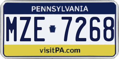 PA license plate MZE7268