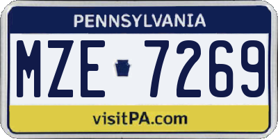 PA license plate MZE7269