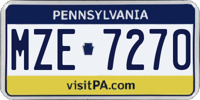PA license plate MZE7270