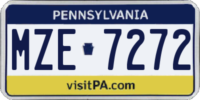 PA license plate MZE7272