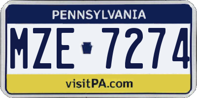 PA license plate MZE7274