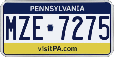 PA license plate MZE7275