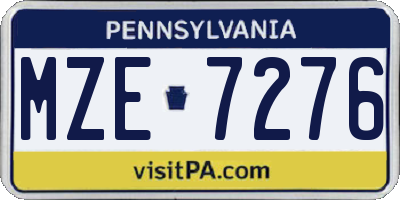 PA license plate MZE7276