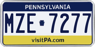 PA license plate MZE7277