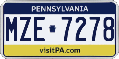 PA license plate MZE7278