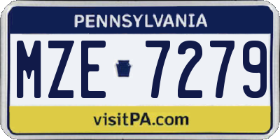 PA license plate MZE7279