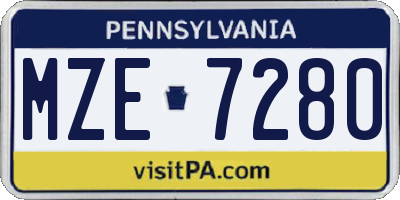PA license plate MZE7280