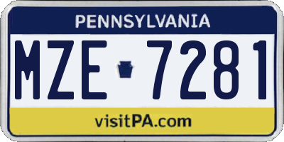 PA license plate MZE7281