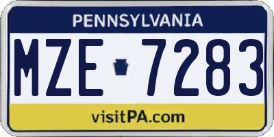 PA license plate MZE7283