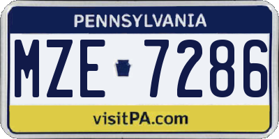 PA license plate MZE7286