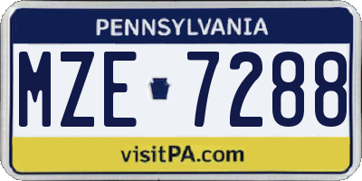 PA license plate MZE7288
