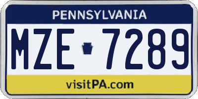 PA license plate MZE7289