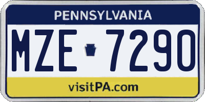 PA license plate MZE7290