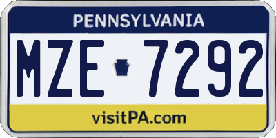PA license plate MZE7292