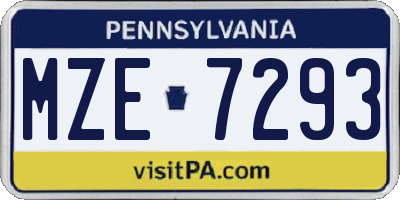 PA license plate MZE7293