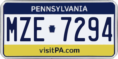 PA license plate MZE7294
