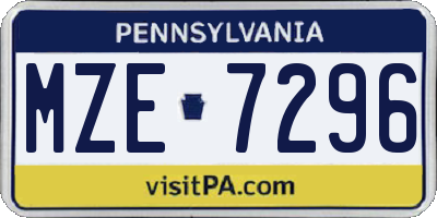PA license plate MZE7296