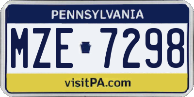 PA license plate MZE7298