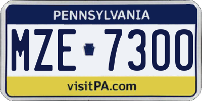 PA license plate MZE7300