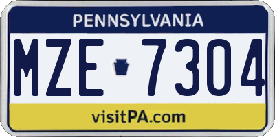 PA license plate MZE7304