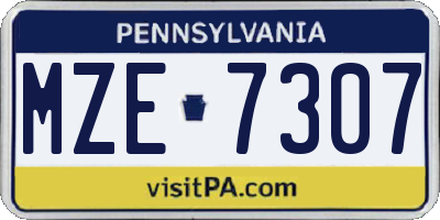 PA license plate MZE7307