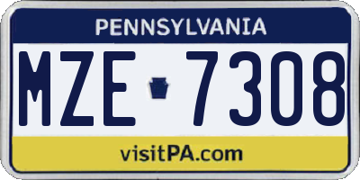 PA license plate MZE7308