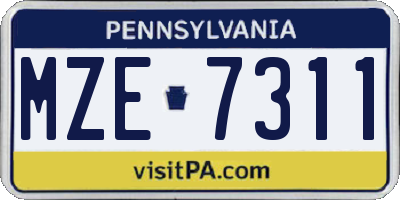 PA license plate MZE7311