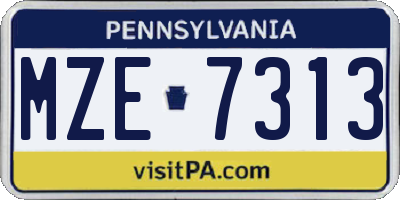 PA license plate MZE7313