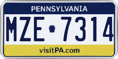 PA license plate MZE7314