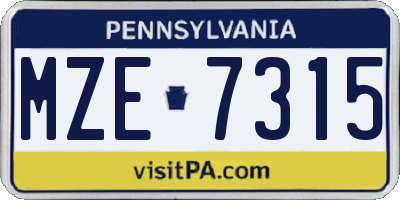 PA license plate MZE7315