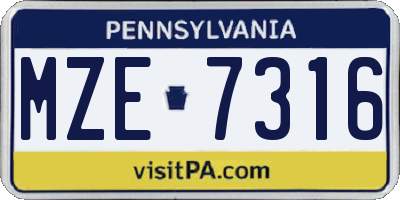 PA license plate MZE7316