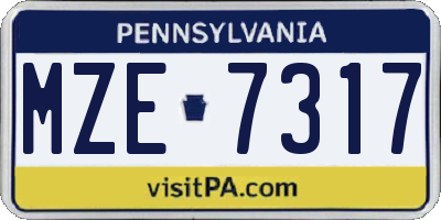 PA license plate MZE7317