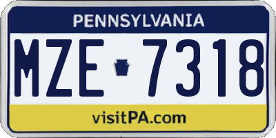PA license plate MZE7318