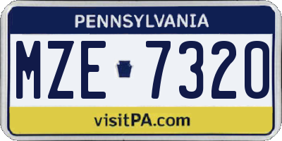 PA license plate MZE7320