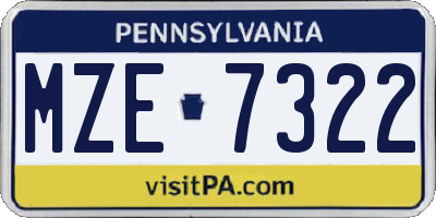 PA license plate MZE7322