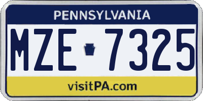 PA license plate MZE7325