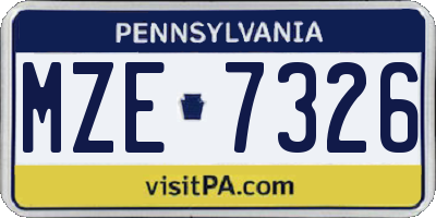 PA license plate MZE7326
