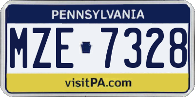 PA license plate MZE7328