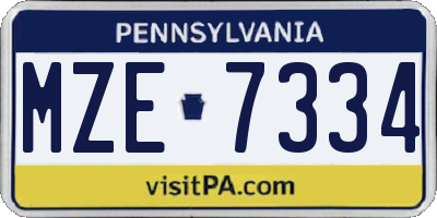 PA license plate MZE7334
