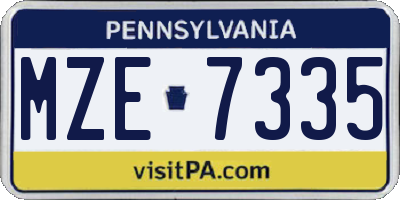 PA license plate MZE7335