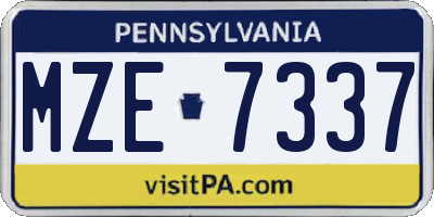 PA license plate MZE7337