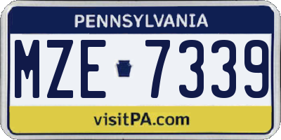 PA license plate MZE7339