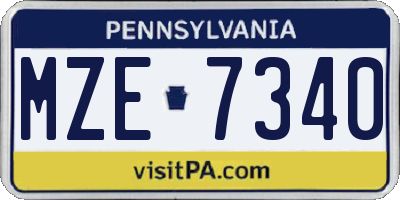 PA license plate MZE7340