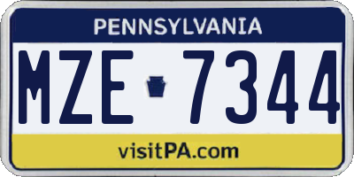 PA license plate MZE7344