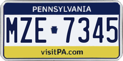 PA license plate MZE7345